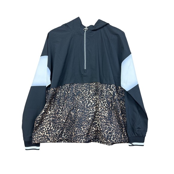 Calvin Klein Performance Jacket Womens Medium Leopard Hooded Anorak Half Zip - Picture 1 of 10